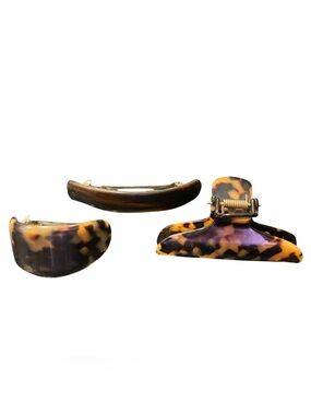 J. Crew Tortoiseshell Brown Hair Clip Set of 3